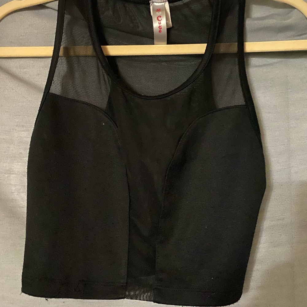 black mesh crop top